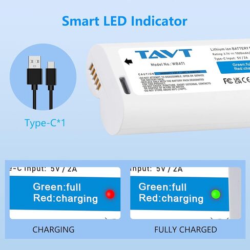 بطاريات قابلة لإعادة الشحن بقدرة 7000 مللي أمبير في الساعة لكاميرا WYZE Battery Cam Pro وكاميرا Duo Cam Doorbell الداخلية/الخارجية (مجهزة بكابل USB-C) in Kuwait