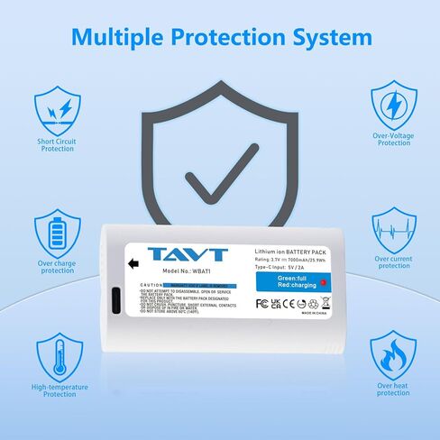 بطاريات قابلة لإعادة الشحن بقدرة 7000 مللي أمبير في الساعة لكاميرا WYZE Battery Cam Pro وكاميرا Duo Cam Doorbell الداخلية/الخارجية (مجهزة بكابل USB-C) in Kuwait