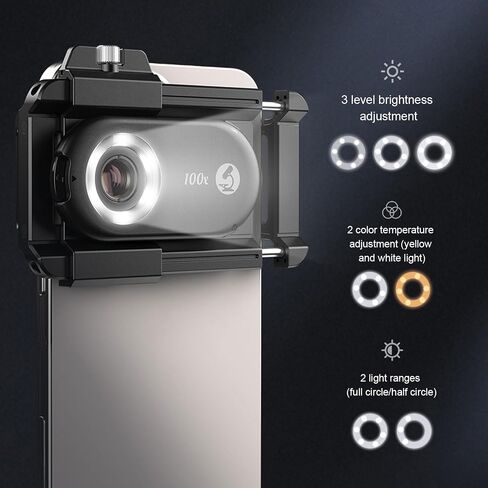 Yunseity 100X Microscope Lens with LED Lights, CPL Filter for Smartphones, Zoom Lens in Saudi Arabia