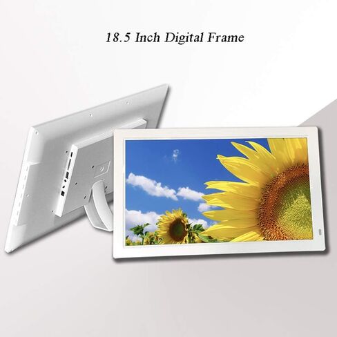 إطار صور رقمي، 1280 × 800 دقة عالية FHD 16:9 IPS عرض إطار صورة رقمي للمنزل، مشغل فيديو موسيقى، منبه تقويم، مؤقت تشغيل وإيقاف تلقائي، يدعم USB و(أبيض 18.5) in Kuwait