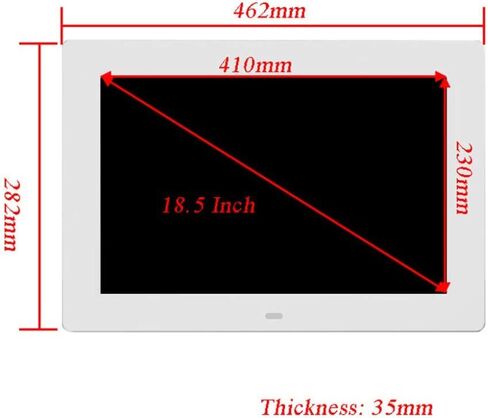 إطار صور رقمي، 1280 × 800 دقة عالية FHD 16:9 IPS عرض إطار صورة رقمي للمنزل، مشغل فيديو موسيقى، منبه تقويم، مؤقت تشغيل وإيقاف تلقائي، يدعم USB و(أبيض 18.5) in Kuwait