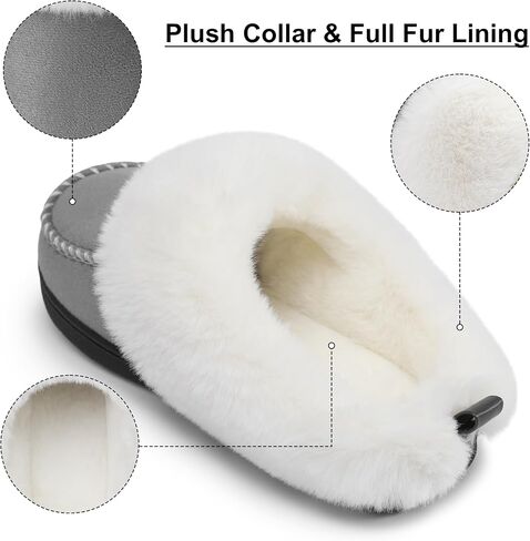 shoeslocker Women's Memory Foam Fuzzy Slippers house shoe for Women Comfy Wool-Like Lined Slippers Indoor in Saudi Arabia