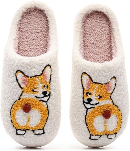 Embroidered Womens Mens Slippers Puffy Soft Comfortable Non Slip Slides Winter Indoor Flat Warm House Slippers in Saudi Arabia