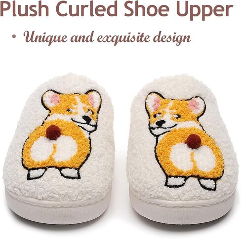 Embroidered Womens Mens Slippers Puffy Soft Comfortable Non Slip Slides Winter Indoor Flat Warm House Slippers in Saudi Arabia