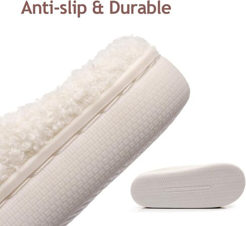 Embroidered Womens Mens Slippers Puffy Soft Comfortable Non Slip Slides Winter Indoor Flat Warm House Slippers in Saudi Arabia