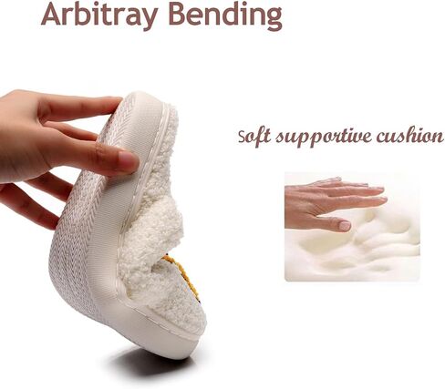 Embroidered Womens Mens Slippers Puffy Soft Comfortable Non Slip Slides Winter Indoor Flat Warm House Slippers in Saudi Arabia