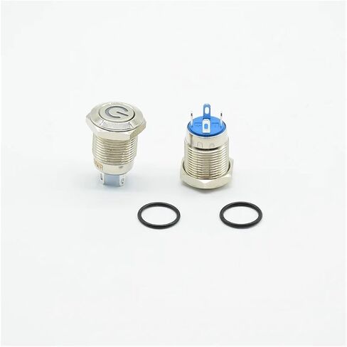 12mm Metal Push Button Switch Flat Head Ring/LOGO 3-6V 12V 24V 220V Self-reset Momentary Waterproof Car Auto Eng red blue(Yellow - reset,3-6V) in Saudi Arabia