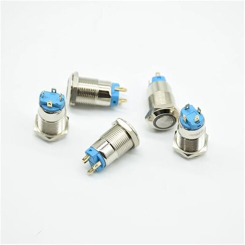 12mm 12V 24V 220V Self-Locking Latching Push Button Switch Locked Flat Head Fixed Push Button Waterproof LED Metal Switch(Green,SELF-Locking_12V) in Saudi Arabia