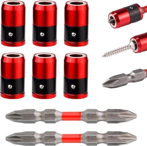 6pcs Magnetic Screw Ring Holders, Detachable Magnetic Screwdriver Ring with 2 Ph2 Screwdriver Bits Magnetic Bit Holder for 1/4in Hex Screwdriver & Power Bits in Saudi Arabia