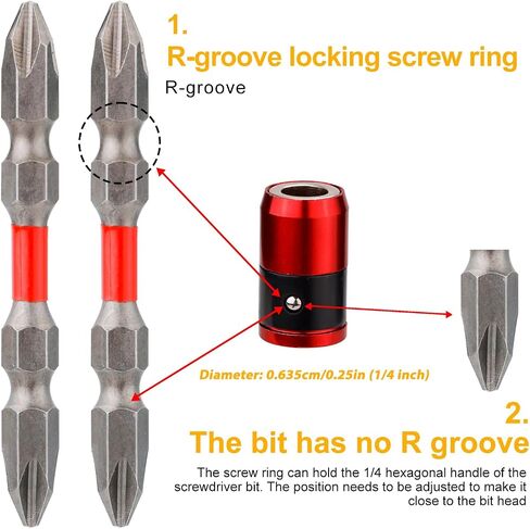 6pcs Magnetic Screw Ring Holders, Detachable Magnetic Screwdriver Ring with 2 Ph2 Screwdriver Bits Magnetic Bit Holder for 1/4in Hex Screwdriver & Power Bits in Saudi Arabia
