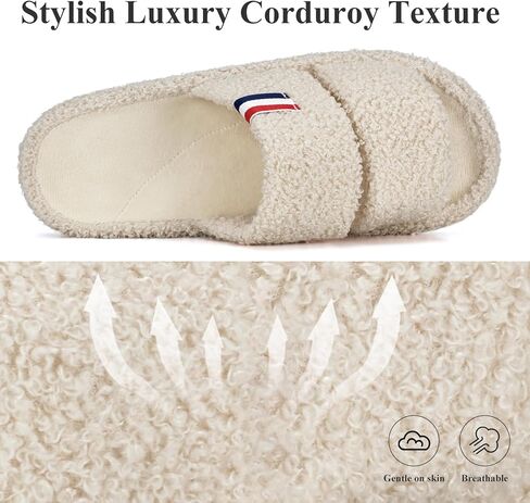 Slippers for Women Memory Foam Slippers with Arch Support for Women Non-Slip Indoor House Shoes Plush Terry Lining Comfort Rubber Sole Open Toe Bedroom Fuzzy Men Slipper in Saudi Arabia
