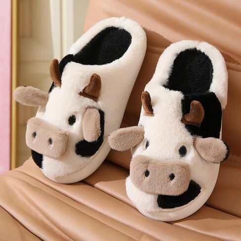 House Slippers for Women, Fluffy Slipper for Adults with Capybara Cow Dog Reindeer, Fuzzy Cute Cartoon Animal House Shoes, Soft Cozy Kawaii Winter Bedroom Slides with Memory Foam in Saudi Arabia