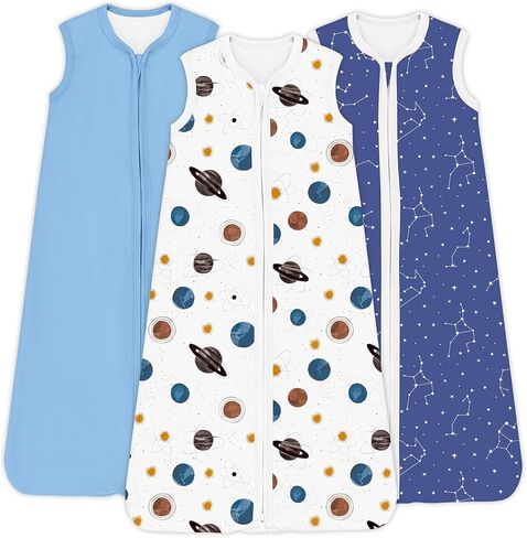 كيس نوم للأطفال 0.5 TOG، بطانية خفيفة الوزن قابلة للتنفس مع سحاب، 0-3-6-12-24M-4T، 3 عبوات in Kuwait