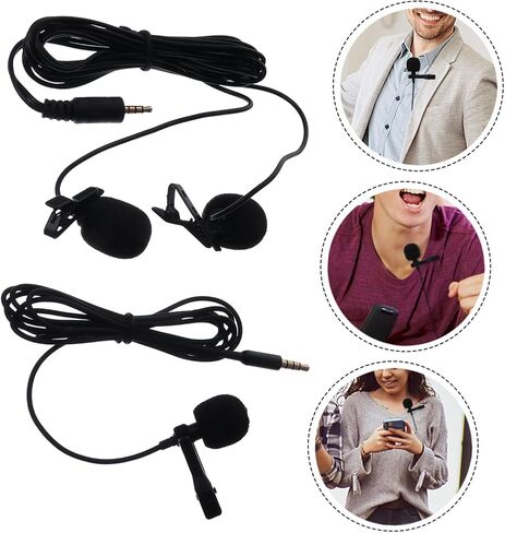 2sets Omnidirectional Clip Microphone Lavalier Mic for Phone Karaoke Live Streaming Game Voice Vlog USB Compatible Noise Reduction Collar Clip in Saudi Arabia