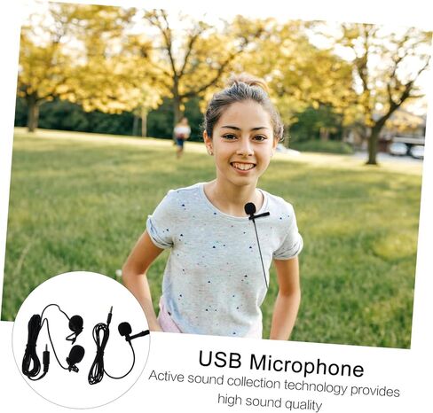 2sets Omnidirectional Clip Microphone Lavalier Mic for Phone Karaoke Live Streaming Game Voice Vlog USB Compatible Noise Reduction Collar Clip in Saudi Arabia