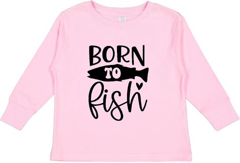inktastic Born to Fish Toddler Long Sleeve T-Shirt in Saudi Arabia