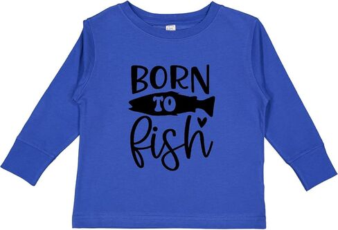 inktastic Born to Fish Toddler Long Sleeve T-Shirt in Saudi Arabia