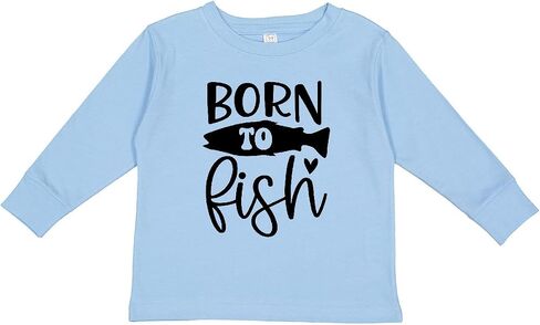 inktastic Born to Fish Toddler Long Sleeve T-Shirt in Saudi Arabia