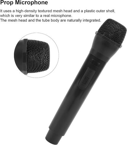 Kids Microphone, Plastic Microphone Toy, Realistic Prop Mic for Karaoke Dance Shows Practice Mic Prop for Karaoke Silver (Black) in Saudi Arabia