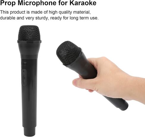 Kids Microphone, Plastic Microphone Toy, Realistic Prop Mic for Karaoke Dance Shows Practice Mic Prop for Karaoke Silver (Black) in Saudi Arabia