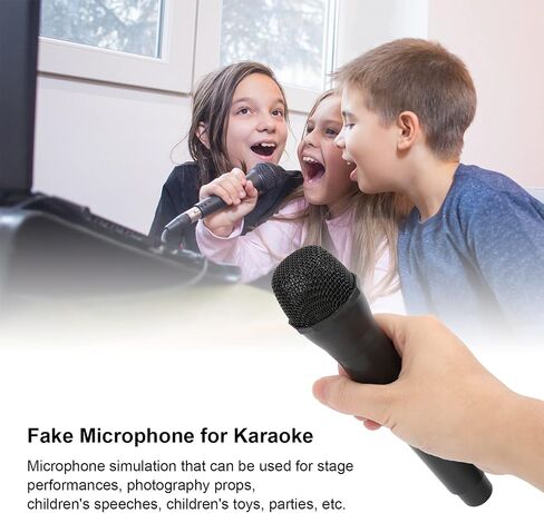 Kids Microphone, Plastic Microphone Toy, Realistic Prop Mic for Karaoke Dance Shows Practice Mic Prop for Karaoke Silver (Black) in Saudi Arabia