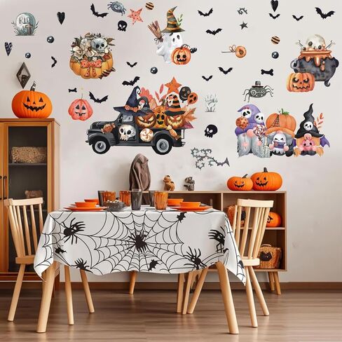 Fall Wall Sticker Thanksgiving Harvest Wall Decals for Kids Room Autumn Pumpkin Maple Leaves Home Decoration for Living Room Bedroom in Kuwait