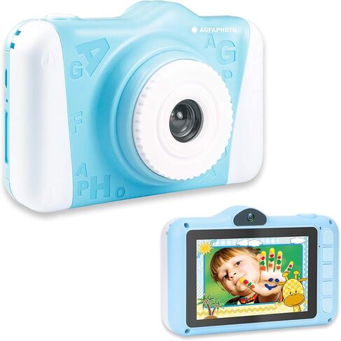 كاميرا AGFA Photo Realikids Cam 2 - كاميرا للأطفال، وضع السيلفي، الصور والفيديو، شاشة LCD مقاس 3.5 بوصة، مرشحات الصور، بطارية ليثيوم in Kuwait