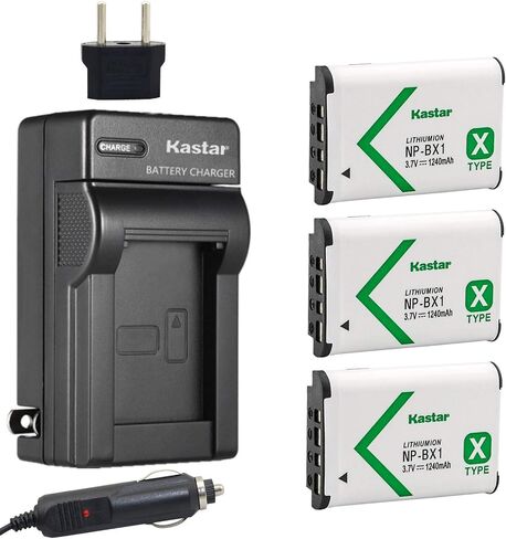 Kastar Battery (3-Pack) and Charger for Sony NP-BX1 M8 Acc-TRBX and Cyber-Shot DSC-HX50V HX300 RX1 RX1R RX100 RX100M RX100M3 WX300 HDR-AS10 AS15 AS30V AS100V AS100VR CX240 MV1 PJ275 DSC-HX99 Cameras in Saudi Arabia