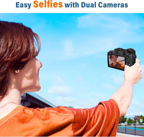 Digital Camera, 4k Cameras for Photography & Video, 64MP WiFi Touch Screen Vlogging Camera for YouTube with 32GB Card, Lens Hood, Front and Rear Cameras -(JJQQ-W05-4K-Black2) in Saudi Arabia