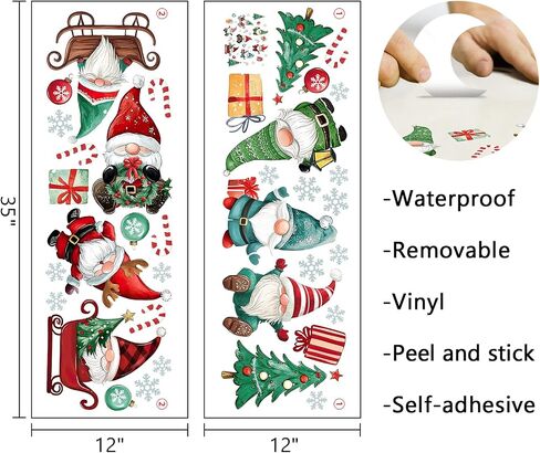 Mfault Christmas Gnome Wall Decals Stickers, Xmas Tree Gift Snowflake Candy Cane Ball Decorations Bedroom Art, Winter Holiday Home Living Room Kitchen Decor in Saudi Arabia