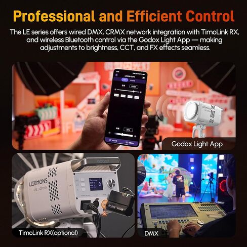 Godox Litemons LE300Bi LED Video Light,320W Bi-Color 2800K~6500K Portable Lighting Bowens Mount Continuous Lights,NFC Connection,Bluetooth App Control(Black) in Saudi Arabia