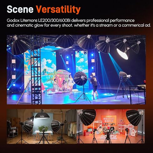 Godox Litemons LE300Bi LED Video Light,320W Bi-Color 2800K~6500K Portable Lighting Bowens Mount Continuous Lights,NFC Connection,Bluetooth App Control(Black) in Saudi Arabia