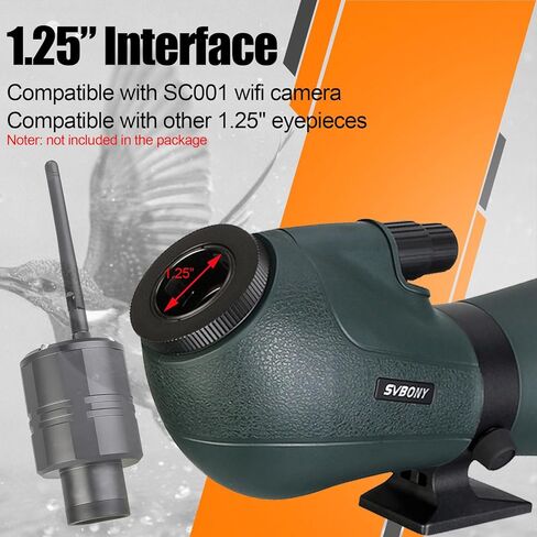 SVBONY SV406P نطاقات اكتشاف بزاوية 20-60x80، نطاق رصد ثنائي التركيز ED لمشاهدة الطيور، نطاقات اكتشاف مقاومة للماء IPX7 لمشاهدة الحياة البرية، متوافق مع كاميرا WiFi SC001 in Kuwait