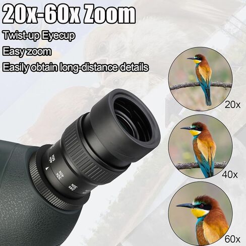 SVBONY SV406P نطاقات اكتشاف بزاوية 20-60x80، نطاق رصد ثنائي التركيز ED لمشاهدة الطيور، نطاقات اكتشاف مقاومة للماء IPX7 لمشاهدة الحياة البرية، متوافق مع كاميرا WiFi SC001 in Kuwait