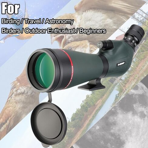 SVBONY SV406P نطاقات اكتشاف بزاوية 20-60x80، نطاق رصد ثنائي التركيز ED لمشاهدة الطيور، نطاقات اكتشاف مقاومة للماء IPX7 لمشاهدة الحياة البرية، متوافق مع كاميرا WiFi SC001 in Kuwait