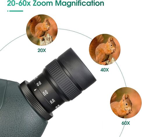 SVBONY SV406P نطاقات اكتشاف بزاوية 20-60x80، نطاق رصد ثنائي التركيز ED لمشاهدة الطيور، نطاقات اكتشاف مقاومة للماء IPX7 لمشاهدة الحياة البرية، متوافق مع كاميرا WiFi SC001 in Kuwait