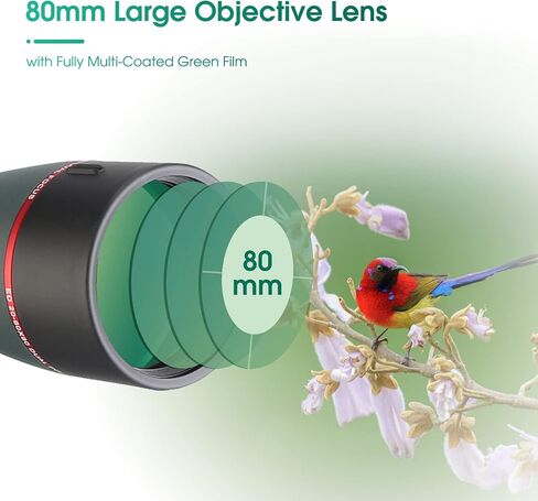 SVBONY SV406P نطاقات اكتشاف بزاوية 20-60x80، نطاق رصد ثنائي التركيز ED لمشاهدة الطيور، نطاقات اكتشاف مقاومة للماء IPX7 لمشاهدة الحياة البرية، متوافق مع كاميرا WiFi SC001 in Kuwait