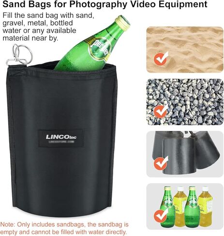 LINCO Lincostore مجموعة حامل خلفية 10 × 6.5 قدم نظام دعم خلفية استوديو التصوير الفوتوغرافي قابل للتعديل مع حقيبة حمل للشاشة الخضراء موسلين مع 4 قطع حقيبة وزن in Kuwait