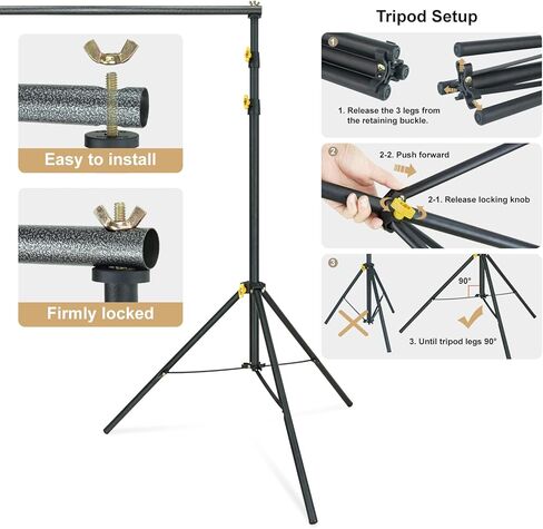 LINCO Lincostore مجموعة حامل خلفية 10 × 6.5 قدم نظام دعم خلفية استوديو التصوير الفوتوغرافي قابل للتعديل مع حقيبة حمل للشاشة الخضراء موسلين مع 4 قطع حقيبة وزن in Kuwait