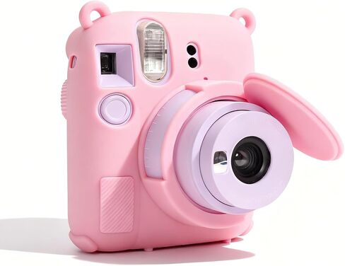 حافظة لملحقات كاميرا Fujifilm Instax Mini 12، حافظة واقية من السيليكون الناعم لكاميرا Instax Mini 12، حافظة نحيفة مع غطاء عدسة قابل للإزالة، خفيفة الوزن، مضادة للخدش (وردي فاتح) in Kuwait