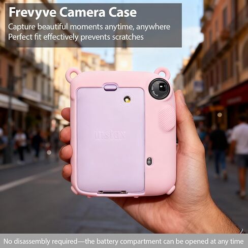 حافظة لملحقات كاميرا Fujifilm Instax Mini 12، حافظة واقية من السيليكون الناعم لكاميرا Instax Mini 12، حافظة نحيفة مع غطاء عدسة قابل للإزالة، خفيفة الوزن، مضادة للخدش (وردي فاتح) in Kuwait