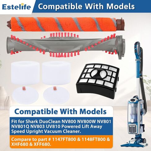 قطع غيار فلتر مكنسة كهربائية للفرشاة الدوارة UV810 لـ Shark DuoClean NV801، NV800، NV800W، NV801Q، NV803، مكنسة كهربائية عمودية تعمل بالرفع السريع، الجزء # 1147FT800 & 1148FT800 & XHF680 & XFF680 in Kuwait
