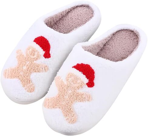 Cozy Furry Slippers for Women & Men Christmas Cute Warm Indoor Non-Slip Winter House Shoes in Saudi Arabia