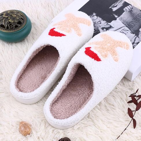 Cozy Furry Slippers for Women & Men Christmas Cute Warm Indoor Non-Slip Winter House Shoes in Saudi Arabia