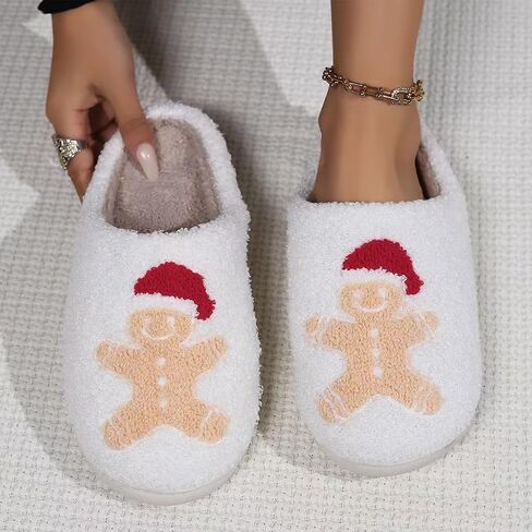 Cozy Furry Slippers for Women & Men Christmas Cute Warm Indoor Non-Slip Winter House Shoes in Saudi Arabia