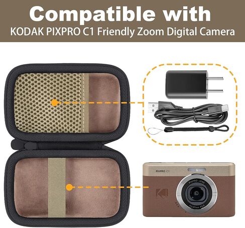 حافظة كاميرا متوافقة مع كاميرا KODAK PIXPRO C1 الرقمية ذات التكبير السهل (جراب بني) in Saudi Arabia