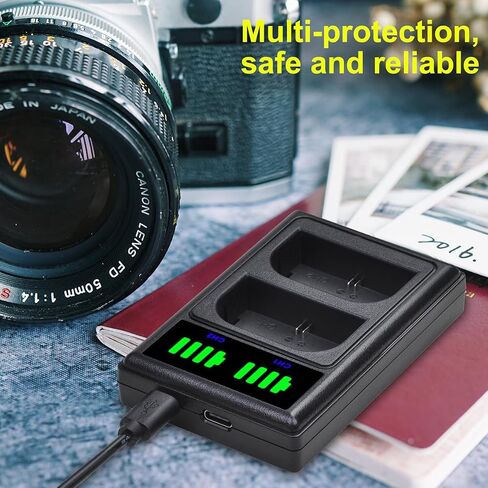 شاحن بطارية LP-E10 متوافق مع EOS 1100D 1300D 1500D Rebel T7 T6 T5 T100، EOS 2000D، 3000D، 4000D، 1200D، KISS X50 X70 X80 X90 شاشة LED لشحن USB مزدوج المنفذ in Kuwait