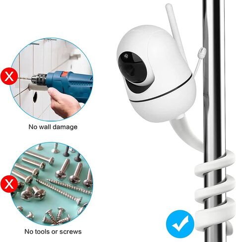 Monitor Mount Compatible with HelloBaby, Baby Camera Mount Holder with Gooseneck Arm & Silicone Surface for Monitor Crib Use in Saudi Arabia