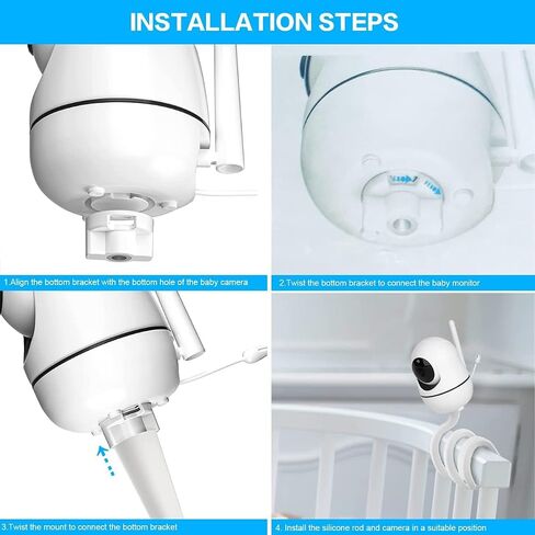 Monitor Mount Compatible with HelloBaby, Baby Camera Mount Holder with Gooseneck Arm & Silicone Surface for Monitor Crib Use in Saudi Arabia