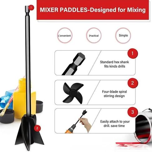 Generic 2-Pack Mixing Paddles for Drill: Efficient Paint & Resin Mixer Attachments in Saudi Arabia
